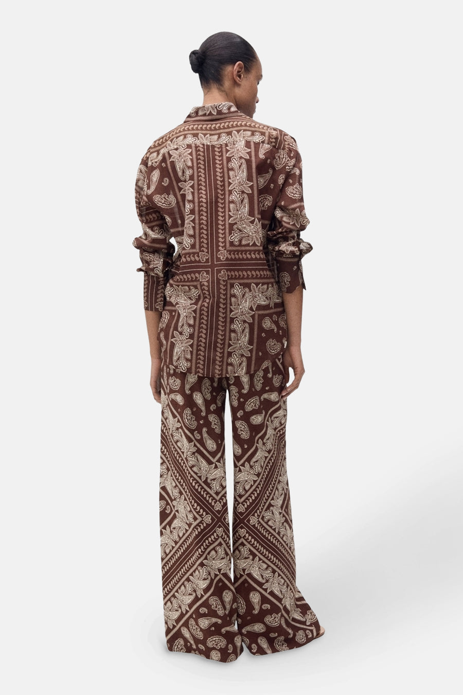 Chemise à manches longues - Brun