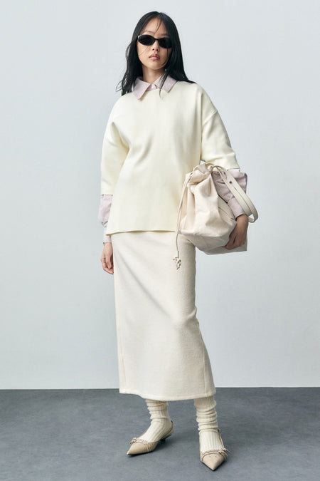 Pull met ronde hals - Ecru
