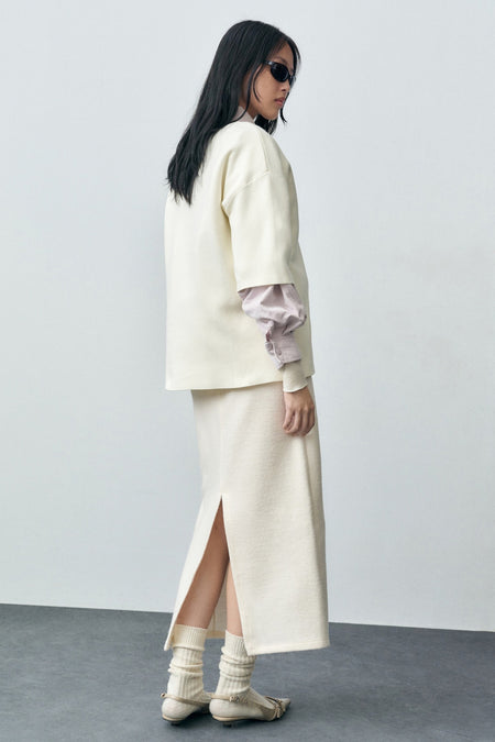 Pull met ronde hals - Ecru