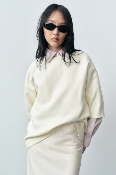 Pull met ronde hals - Ecru