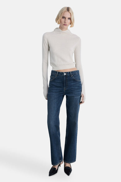 Jeans straight Dark blue denim - Mango