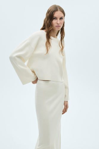 Pull met ronde hals - wit - MANGO