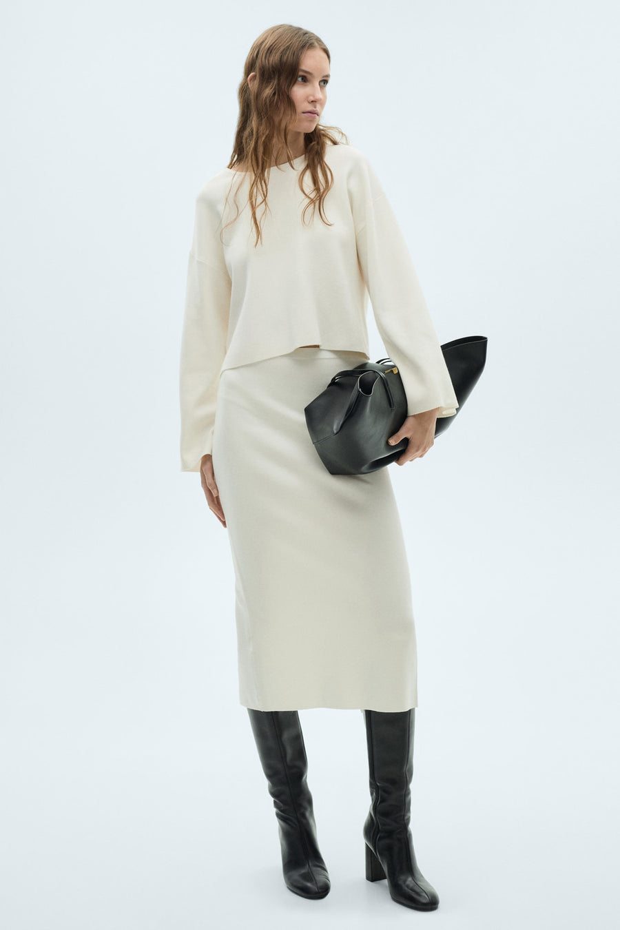 Pull met ronde hals - wit - MANGO