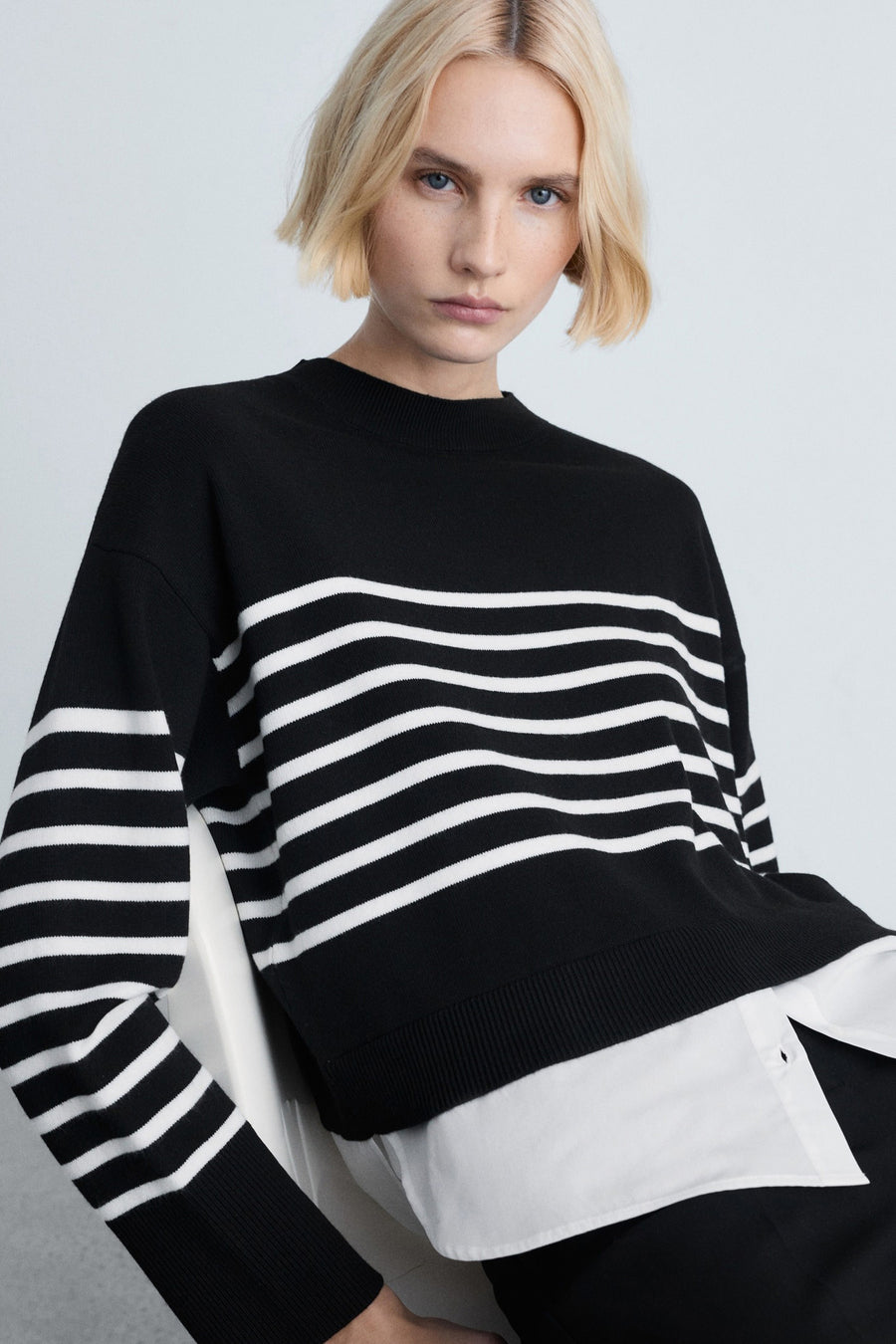 Pull met ronde hals - Zwart - MANGO