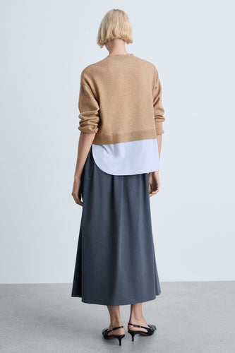 Pull met ronde hals - bruin