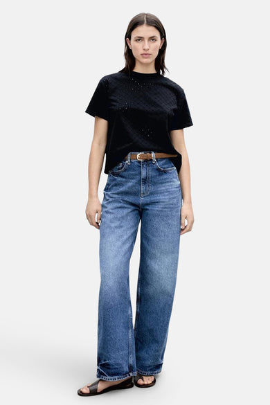 Top uni manche courte Noir - MANGO