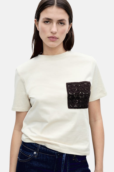 Top uni manche courte Beige - Mango