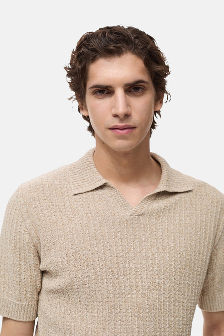 Polo met korte mouwen - beige