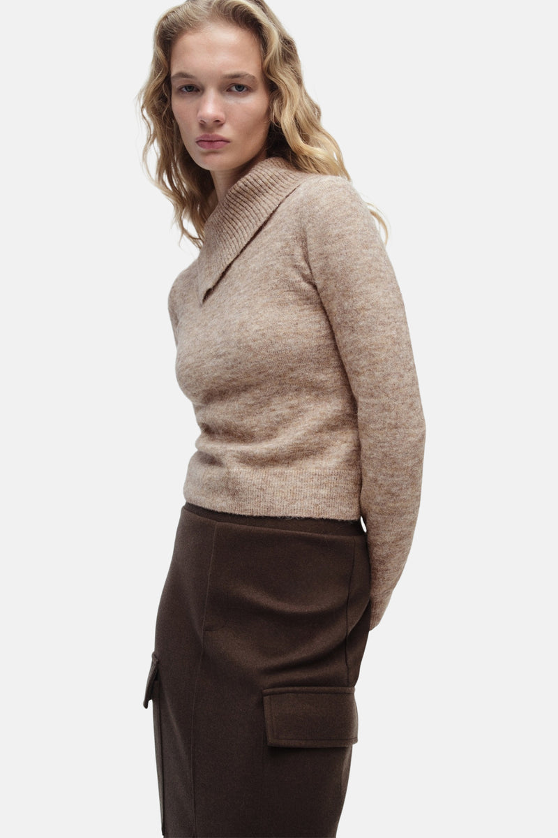 Pull col roulé Beige - Mango