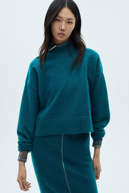 Pull met ronde hals - Turquoise
