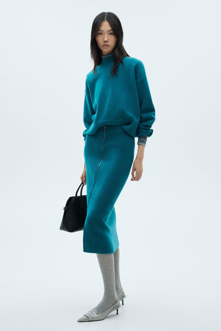 Pull met ronde hals - Turquoise