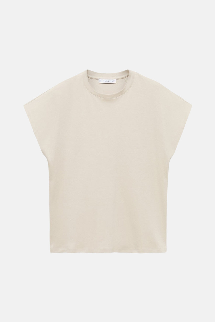 T-shirt beige à manches courtes de MANGO, uni et sans impression, avec un col rond.