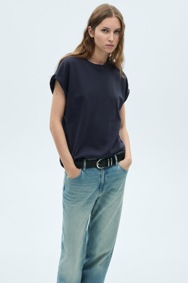 Top uni manche courte Bleu - Mango
