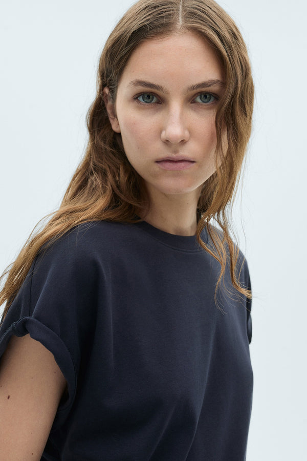 Top uni manche courte Bleu - Mango