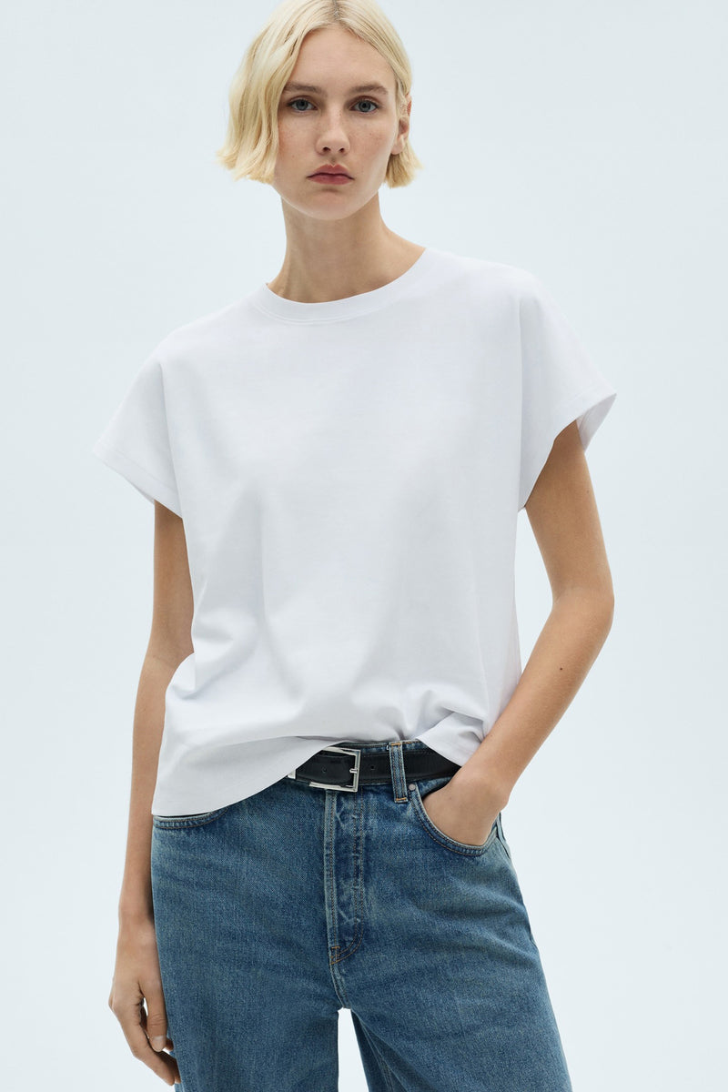 Top uni manche courte Blanc - MANGO