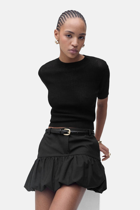 Pull met ronde hals - zwart