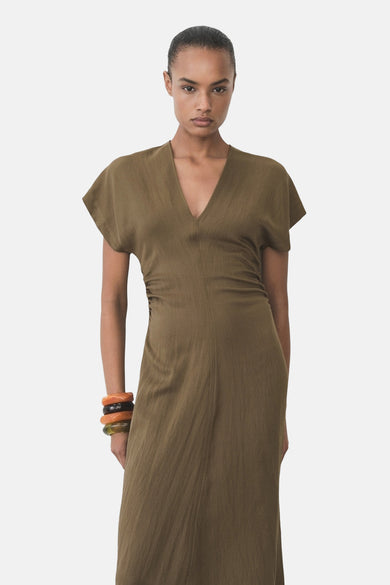 Kleedje met korte mouwen - Kaki