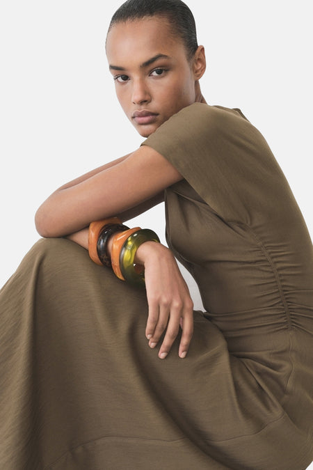 Kleedje met korte mouwen - Kaki