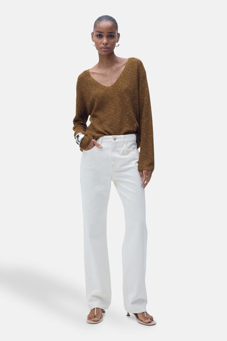 Pull met V-hals - bruin