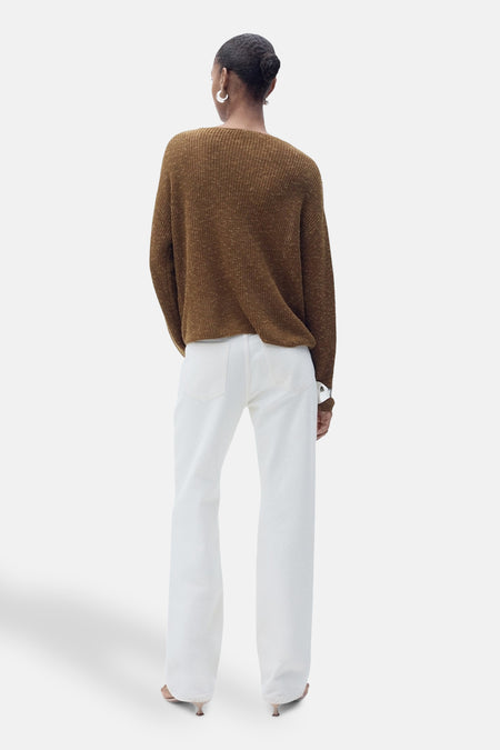 Pull col V Brun - Mango