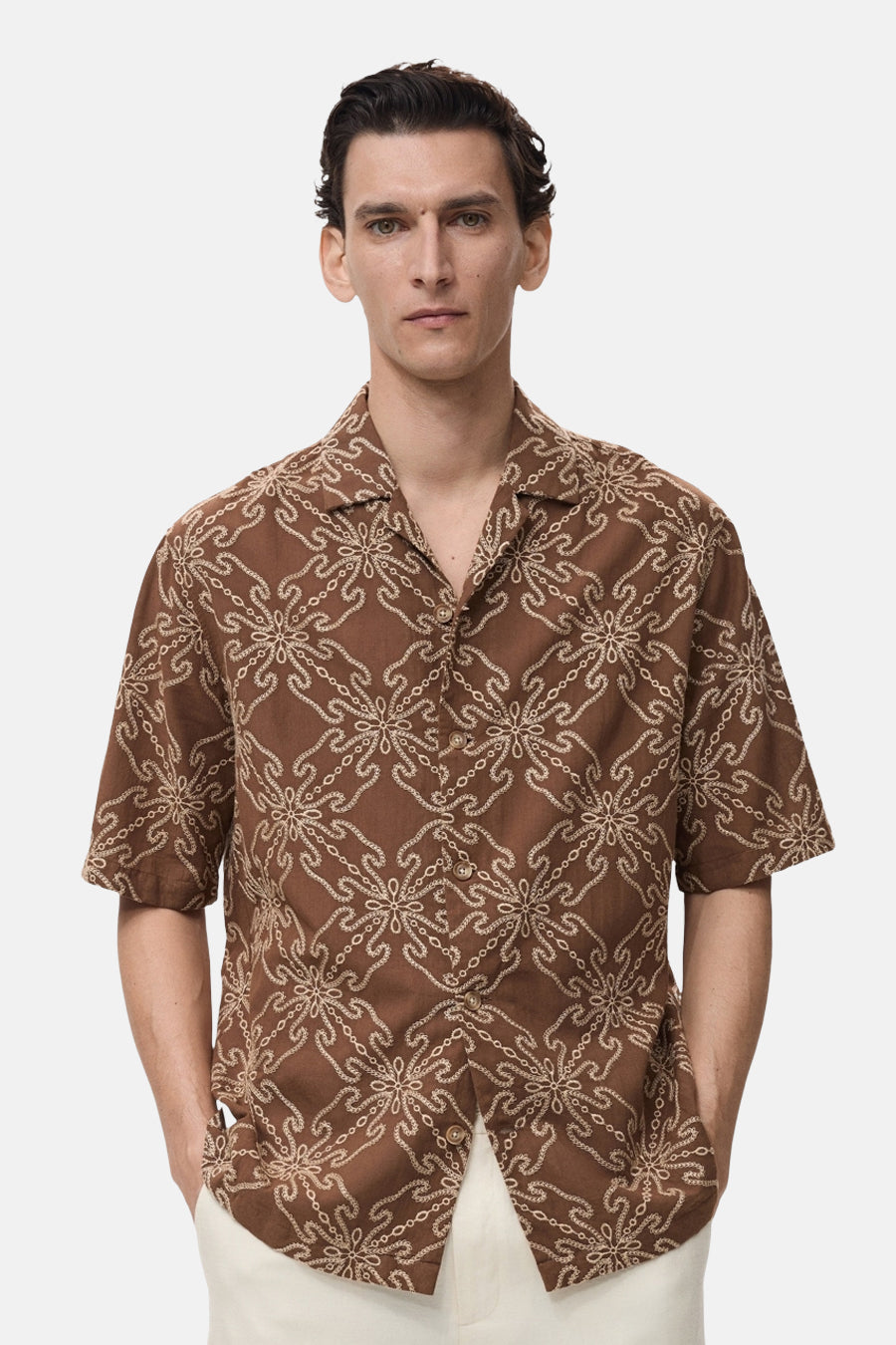 Chemise à manches courtes - brun - MANGO