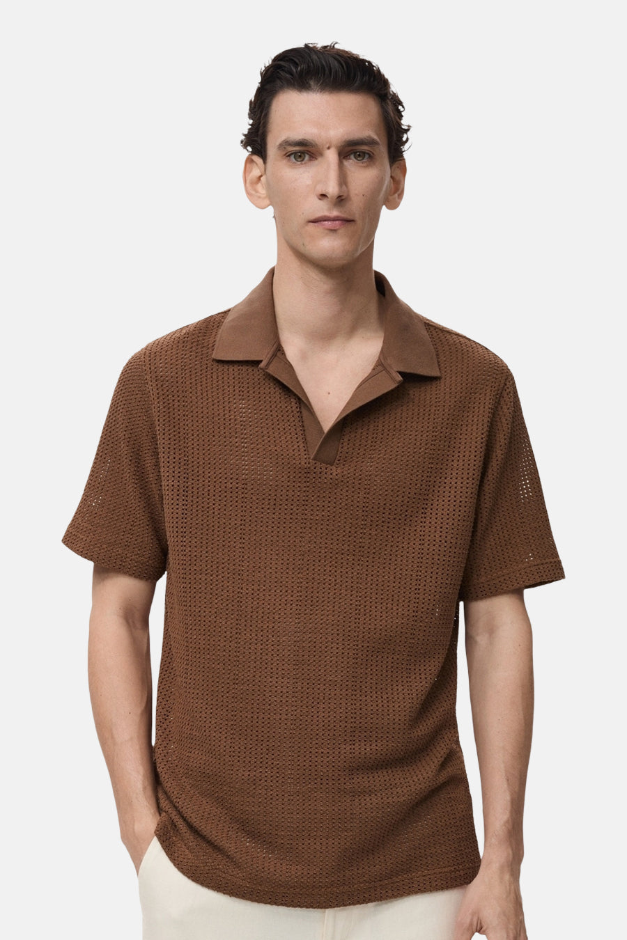 Polo met korte mouwen - bruin - MANGO