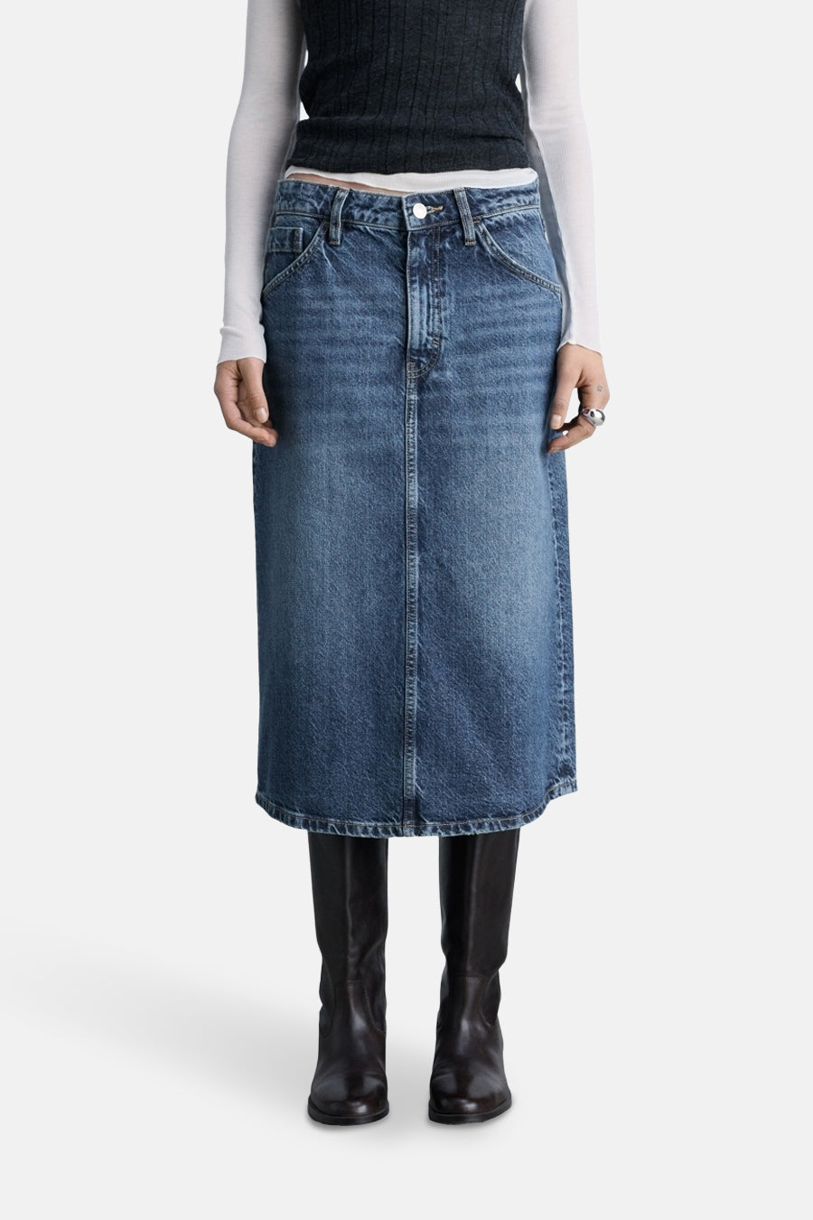 Jupe - mid blue denim - MANGO