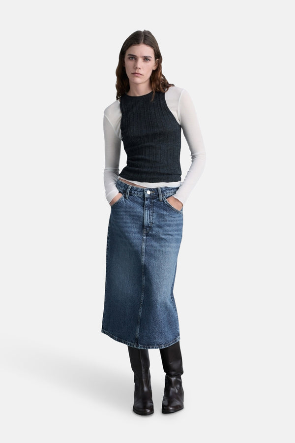 Rok 3/4 Mid blue denim - Mango