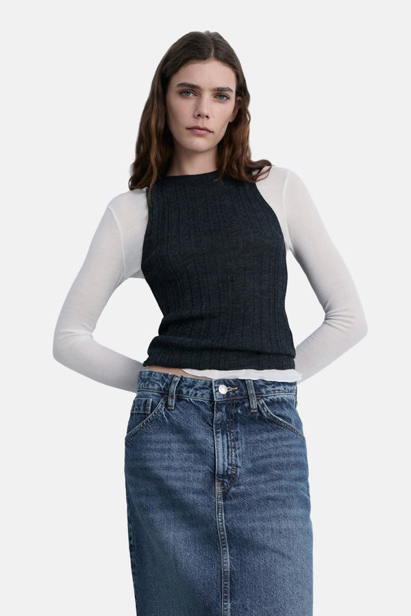 Rok 3/4 Mid blue denim - Mango