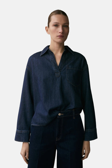 Blouse met lange mouwen - Dark blue denim