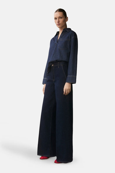 Blouse met lange mouwen - Dark blue denim