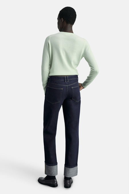 Jeans straight Dark blue denim - Mango