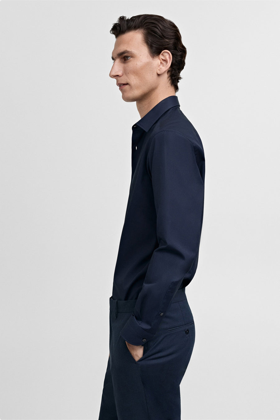 Hemd met lange mouwen - blauw - MANGO