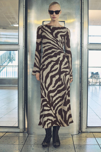 Kleedje met lange mouwen - bruin - MANGO