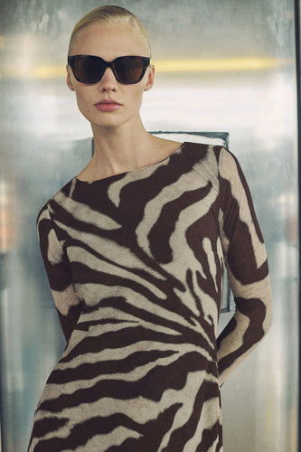 Kleedje met lange mouwen - bruin - MANGO