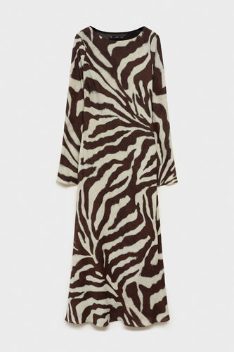 Kleedje met lange mouwen - bruin - MANGO