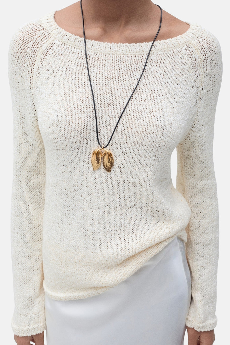 Pull met ronde hals - ecru