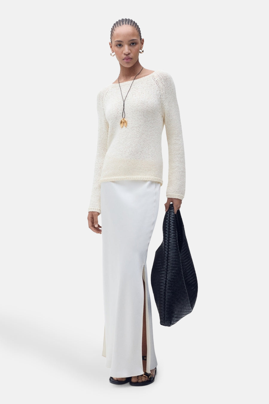 Pull met ronde hals - ecru