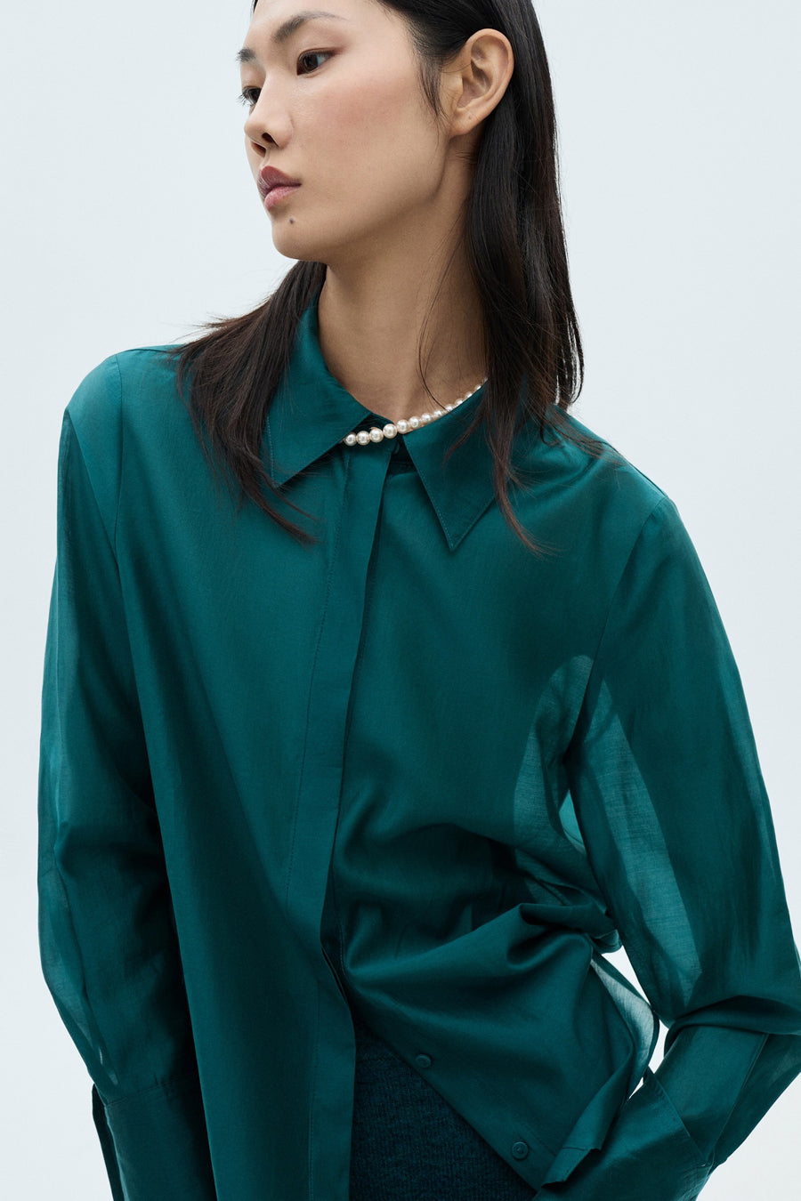 Chemise à manches longues - Turquoise