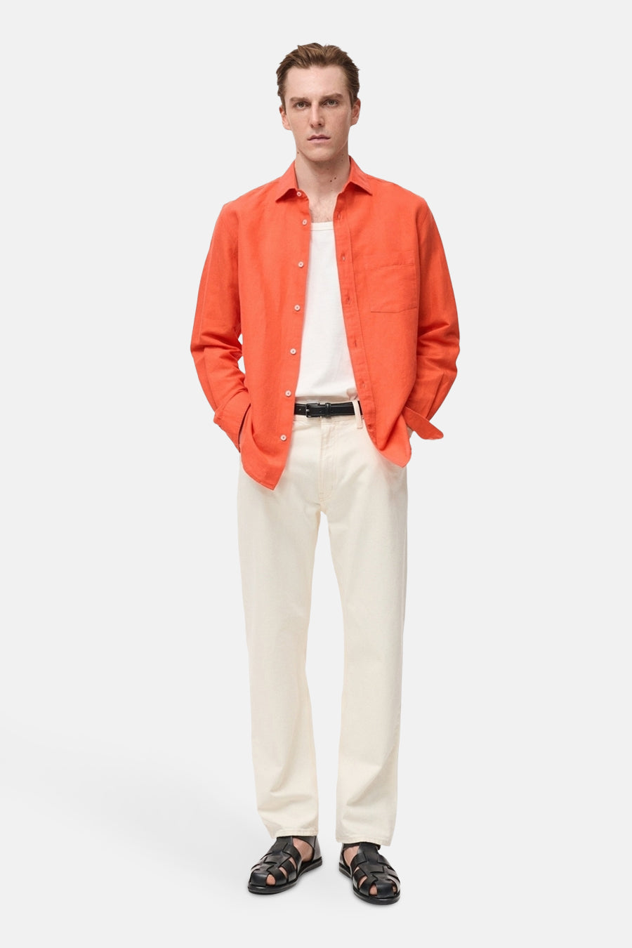 Hemd met lange mouwen - oranje - MANGO