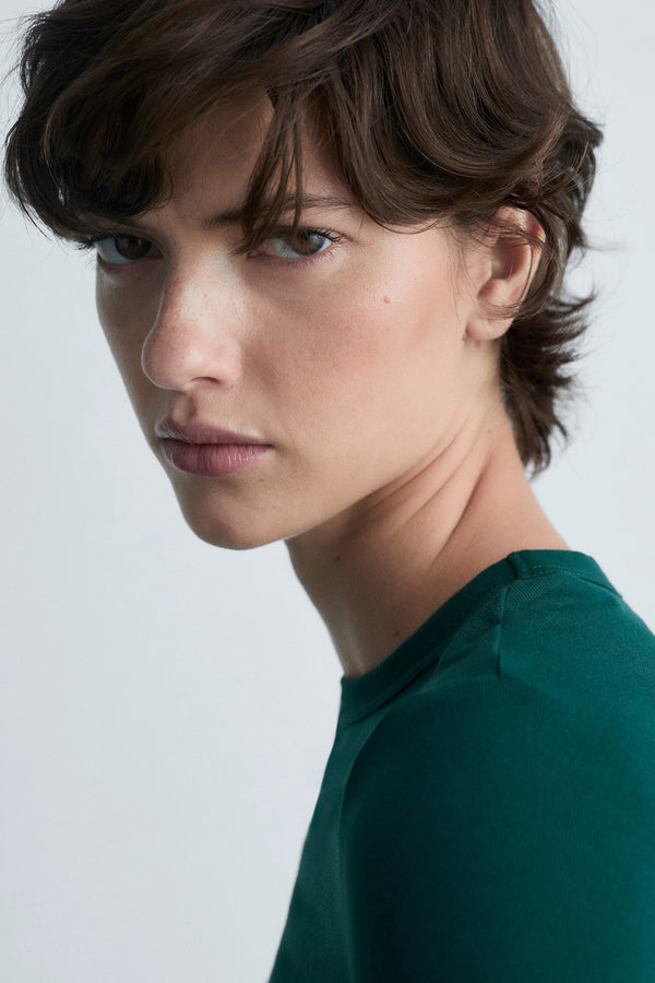 Top uni manche longue Vert - Mango