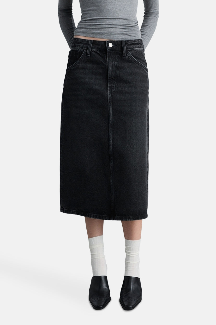 Rok - black denim - MANGO