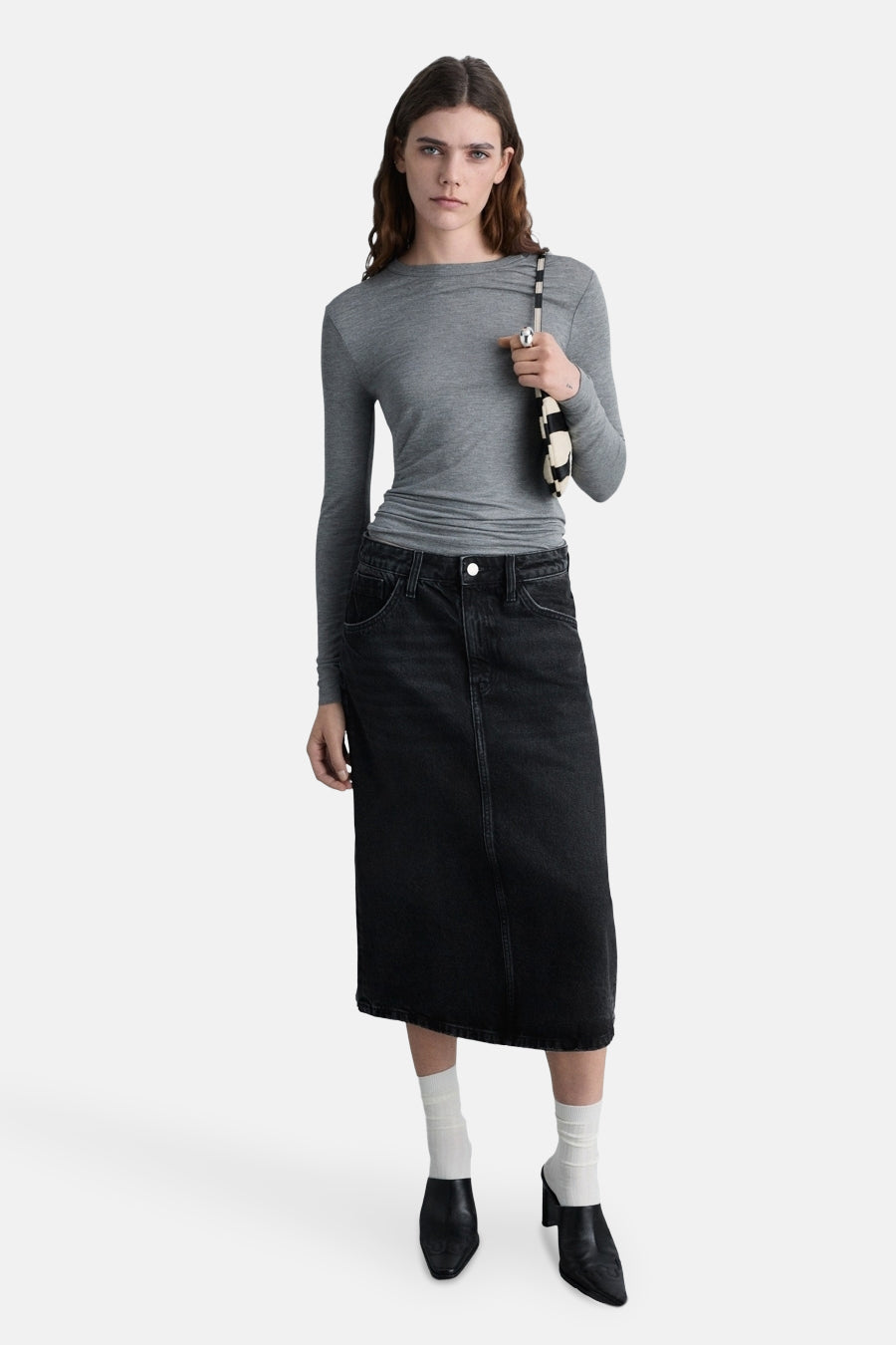 Rok - black denim - MANGO