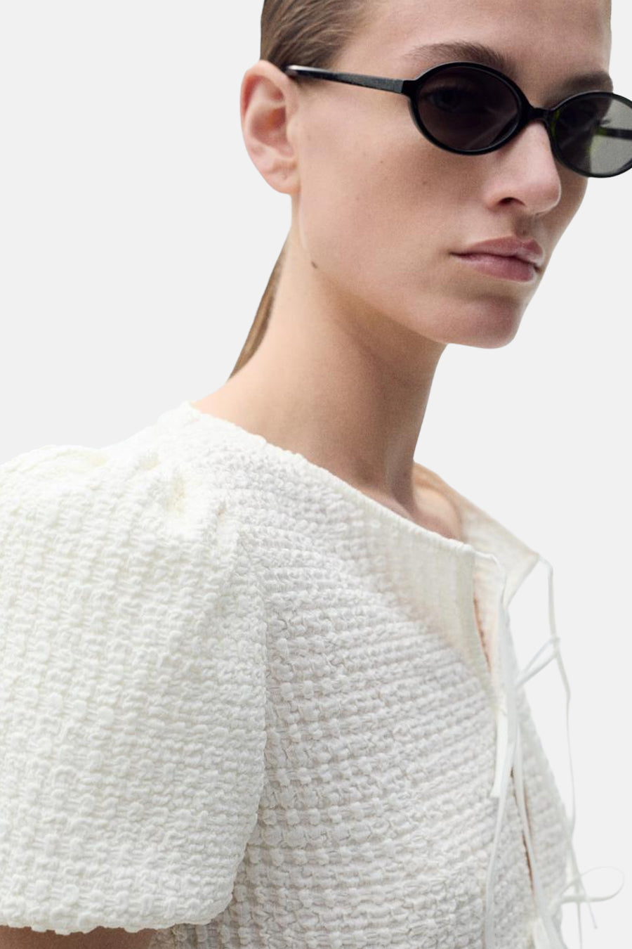 Blouse à manches courtes - Blanc - MANGO