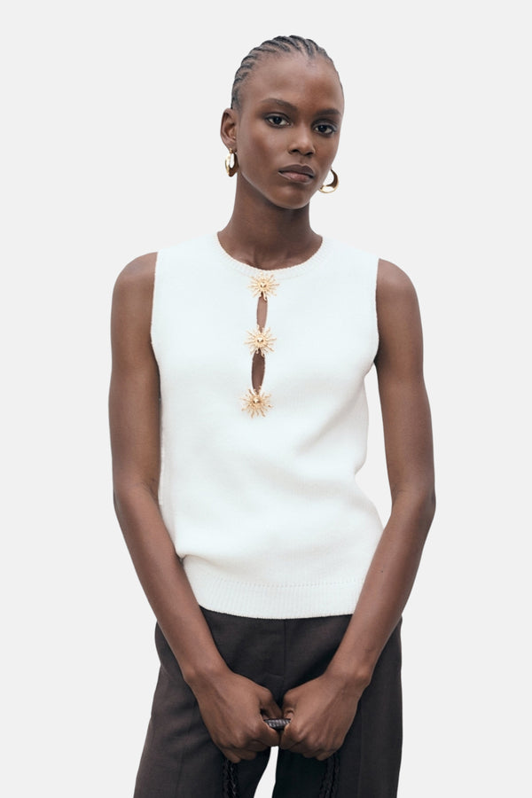 Blouse (zonder mouwen) Ecru - MANGO