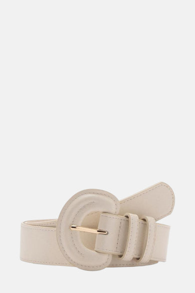 Ecru riem van MANGO, met een grote, ronde gesp en riemlussen.