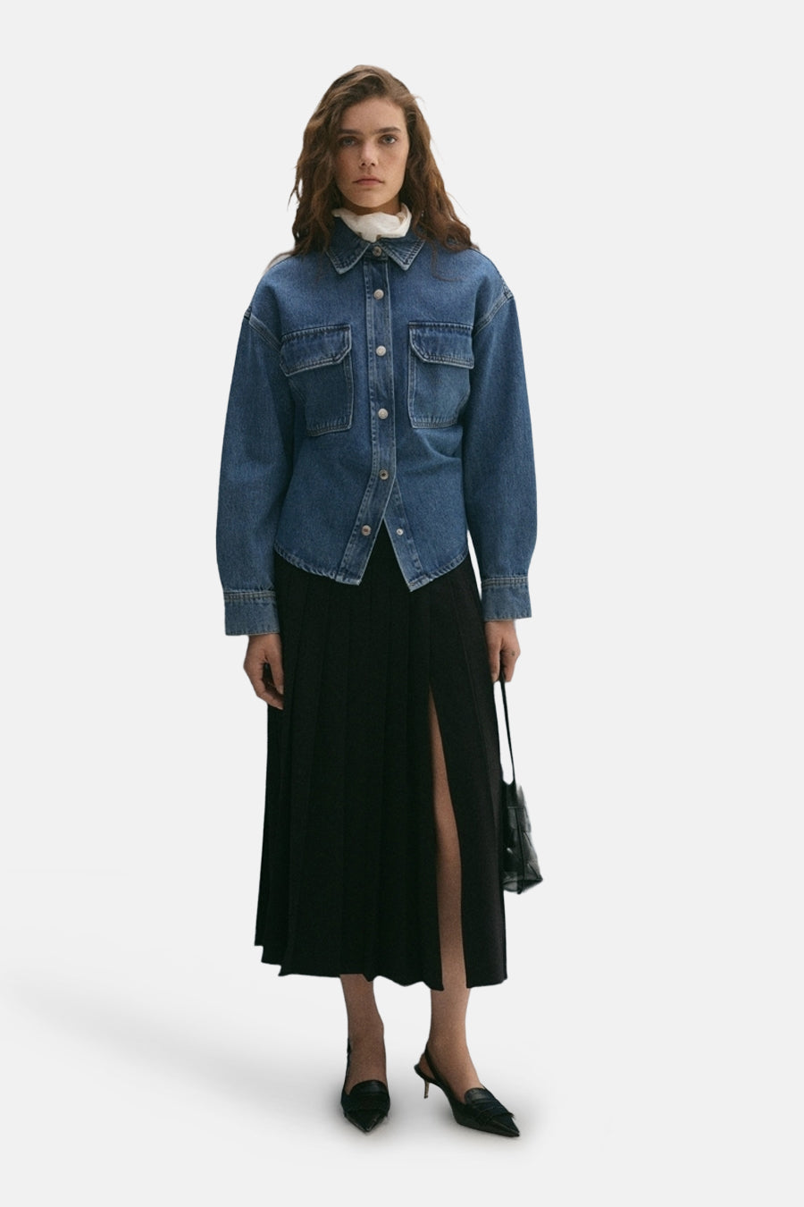 Jas - mid blue denim - MANGO