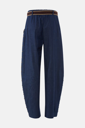 Blauwe special fit jeans van Terra di Siena met elastische taille en gouden knopen aan de zijkant