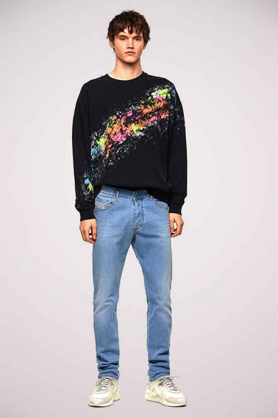 Jean &agrave; coupe carrot - bleu