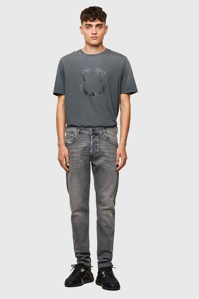 Jean &agrave; coupe carrot - gris